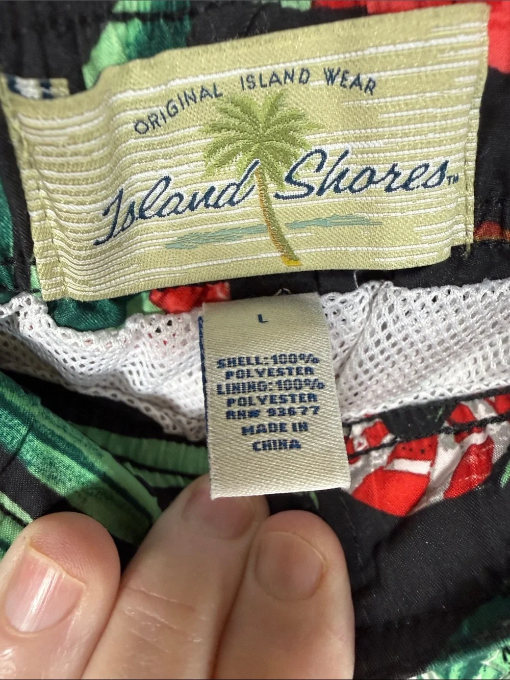Island Shores NWT Tropical Red Truck Christma Palm Print Swim Shorts Size L